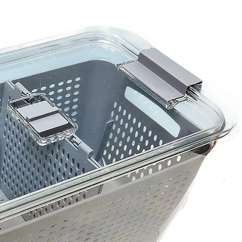 Top Sale Refrigerator Preservation Box, Transparent Sealed Container For Vegetables And Fruits, Food Grade With Drain Feature