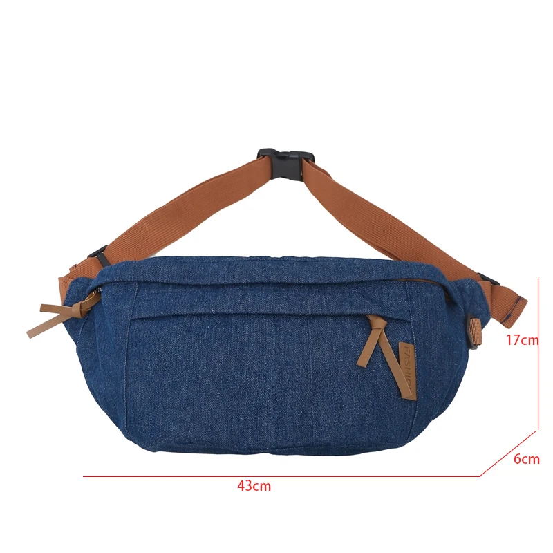 Large Capacity Waist Bag Denim Fanny Pack For Women Big Blet Bag Multi-Functional Chest Bags Banana Waist Pack Casual Travel Bag