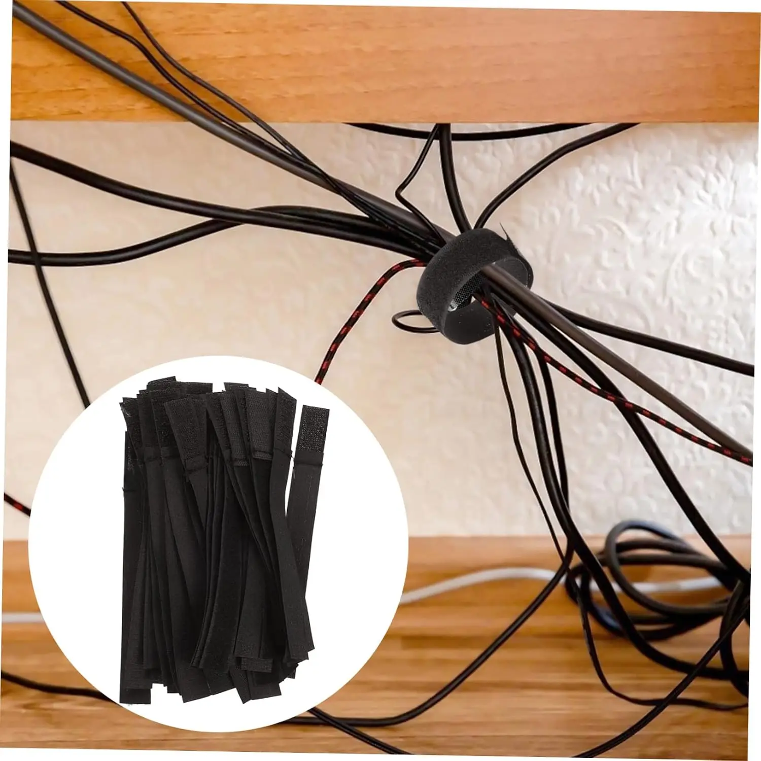 Reusable Cable Ties Hook and Loop Fastener Tape Self-Adhesive Securing Straps For Wire Wrap Management,Self-Adhesive Hook Loop