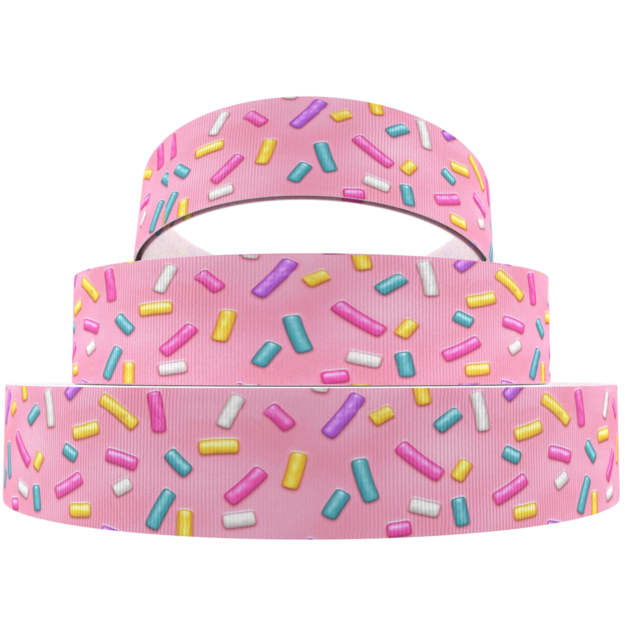 5Yard 22MM 25MM 38MM Candy Donuts Sprinkle Waffles Printed Grosgrain Ribbon Roll For Hairbows DIY Craft Supplies