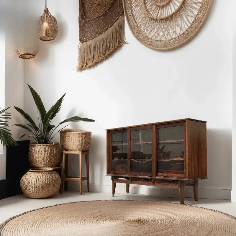 Line glass cabinets, wabi-sabi style storage cabinets, entrance cabinets