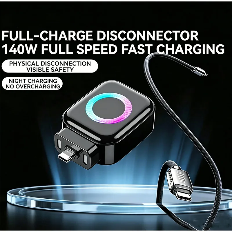  Smart Auto Stop Charging Adapter With Protective Memory Silicone Padding - 140w Fast Charging Station - for Apple And Huawei