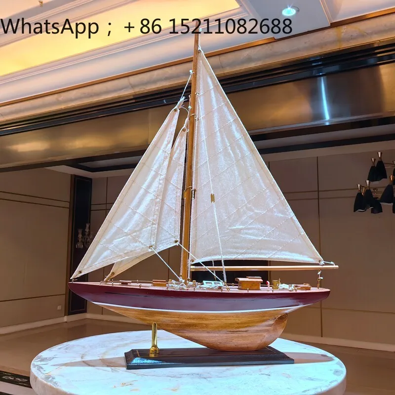 SCY solid wood sailboat model simple assembly single pole entrance decoration smooth sailing boat