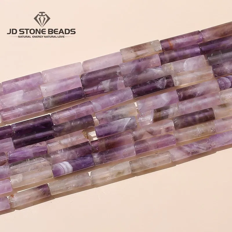 4*13mm Natural Amethyst Tube Shape Beads Loose Reiki Crystal Cylindrical Bead For Jewelry Making DIY Bracelet Earrings Accessory