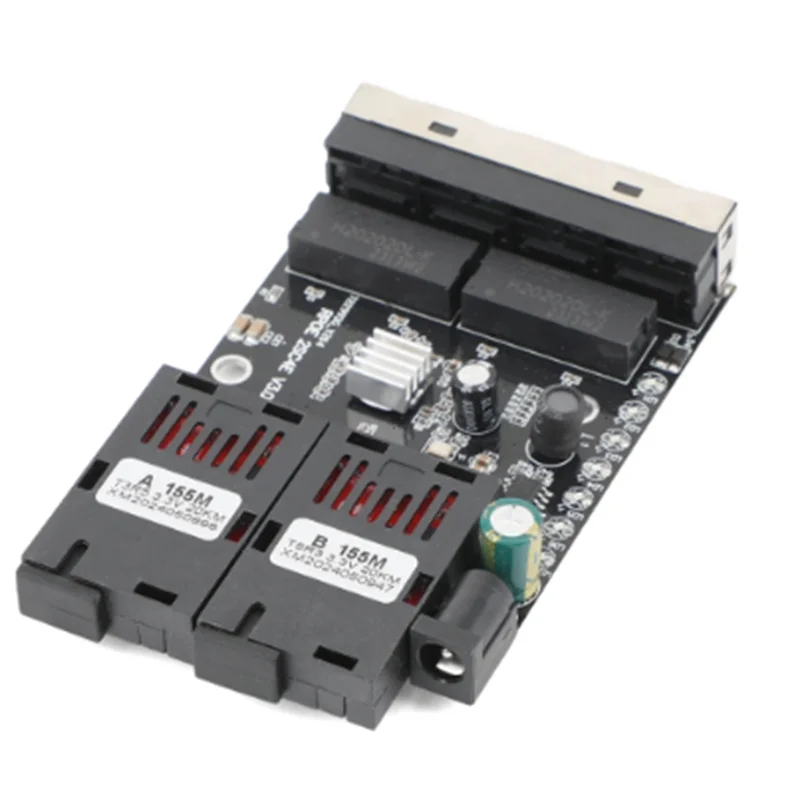A40Z-100M Fiber Optic Media Converter 4 RJ45 To 2 SC A+B Optic Connector 1310Nm/1550Nm Ports PCBA Board 20KM Ethernet Switch