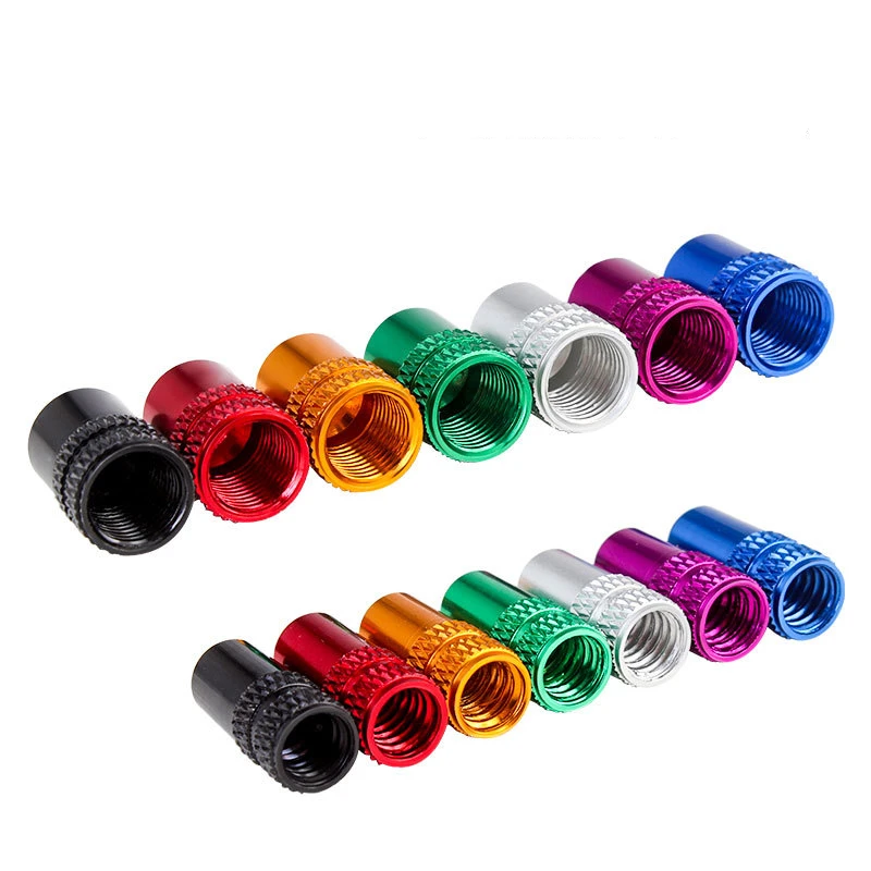 4Pcs Aluminum Bicycle Tire Valve Cap Schrader/Presta Valve Cap Bike Tire Caps With Vacuum Tire Law Mouth Nut Cycling Accessories