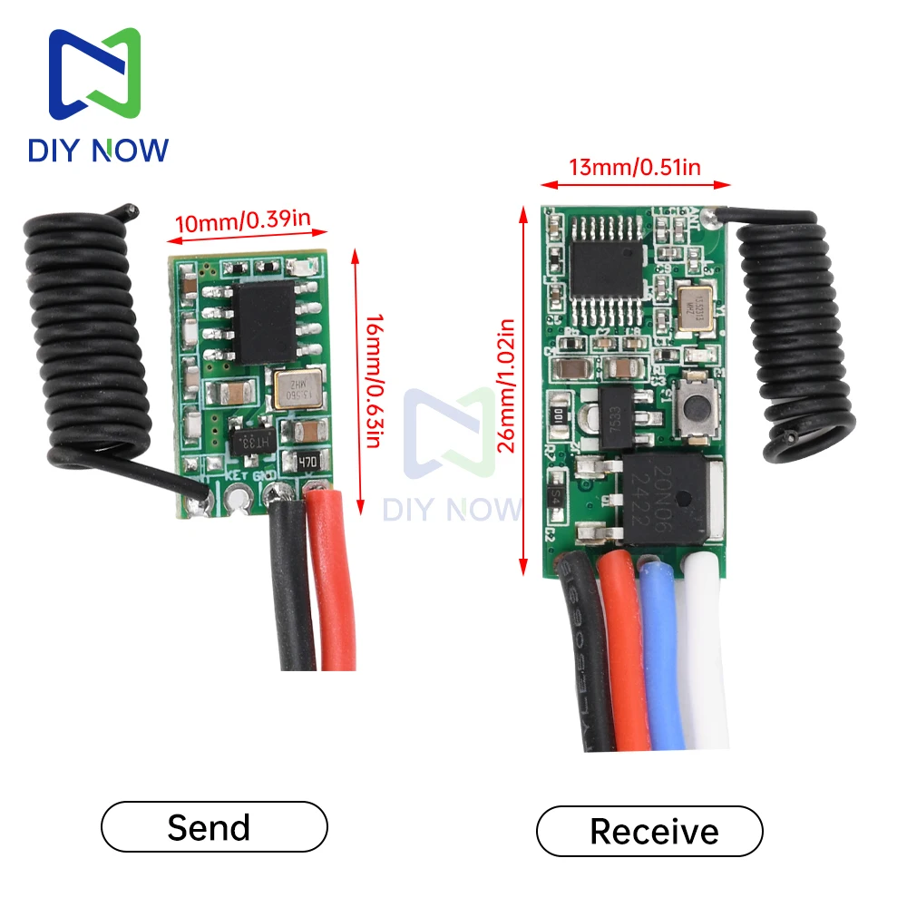 Módulo rf universal de ampla tensão dc 3v-24v, módulo de recepção, micro transmissor e receptor sem fio, 433mhz