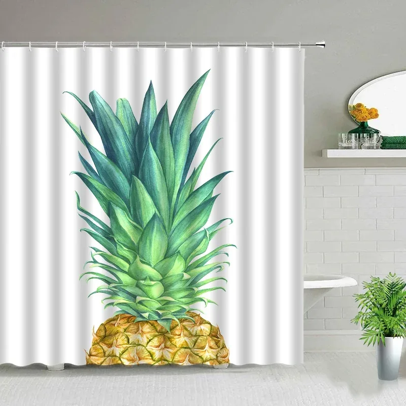

FWM05Скандинавский стиль ананас художественный постер занавеска для душа тропические фрукты декор для ванной комнаты экран водонепроницаемая ткань занавески для ванны W6Hn$