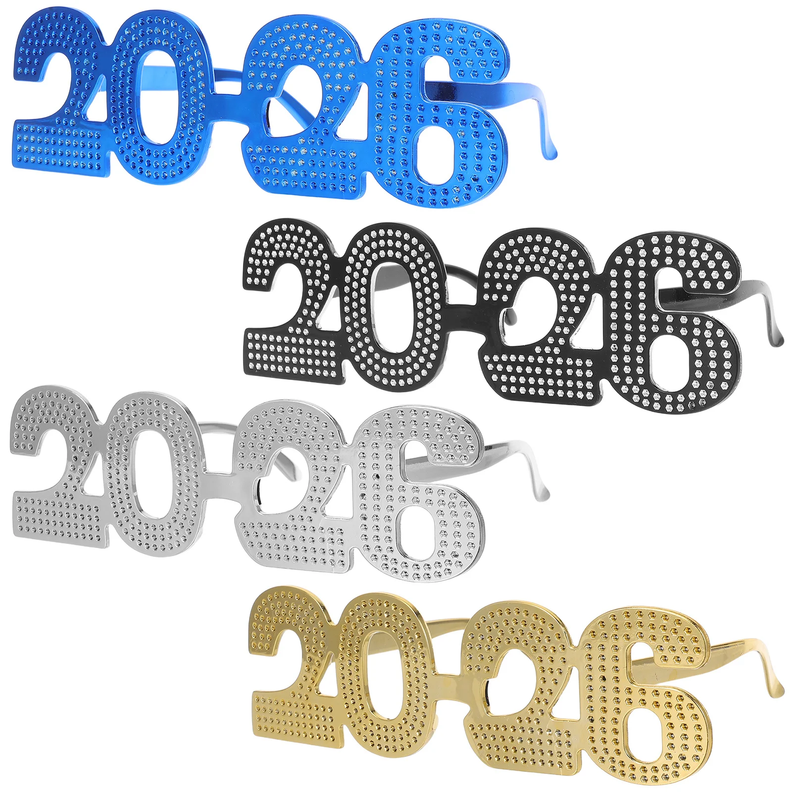 Lunettes à chiffres brillants pour le nouvel an 2026, 4 pièces, pour les fêtes Nye, accessoires Photo amusants pour les réunions de famille et d'amis