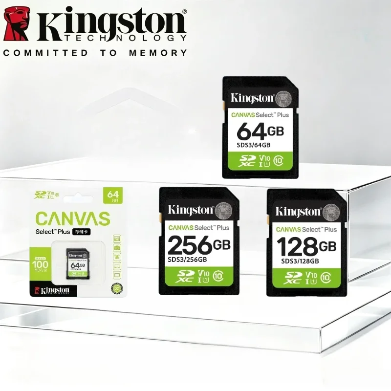 Kingston Canvas Select Plus High Read Speed SD Card SDS2 Class10 32GB 64GB 128GB 256GB Portable Flash Card For Camera