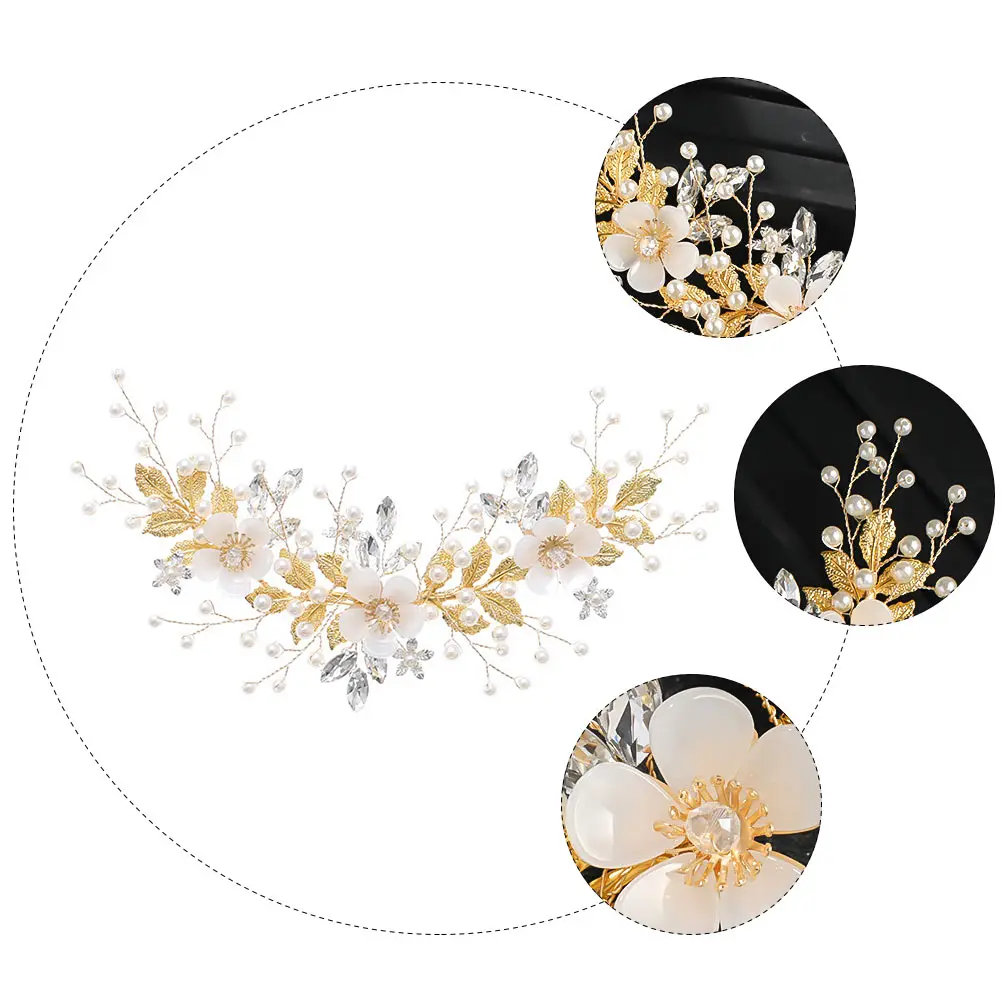 

Rhinestone Pearl Hair Comb Decorative Wedding Bridesmaids White Iron Wire Hair Accessories Elegant Bridal Party Dance