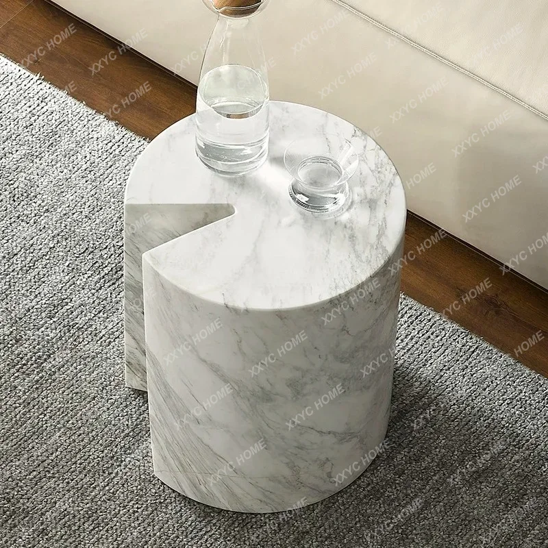 Sir Marble White Marble Round Edge Small Coffee Table Light Luxury Minimalist Coffee Table