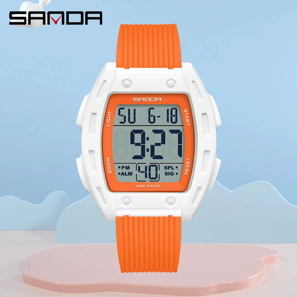 2026 SANDA 6506 Luxury Men's Electronic Watch Sport Multi Functional LED Waterproof Timing Fashion Student Electronic Watch