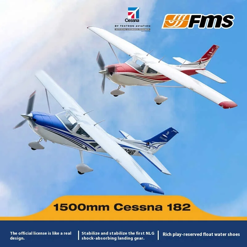 FMS ใหม่ 1500 มม.CESSNA182 Cessna ภาพ True FIXED Wing การสอนรุ่น 50E ไฟฟ้าเครื่องบินย้อนกลับขับเคลื่อน