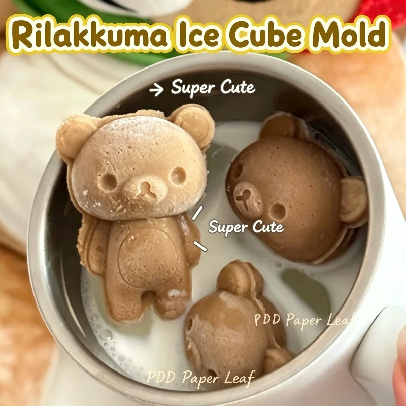 Rilakkuma Ice Tray Cube Mold Household Ice Making Silicone Food Grade Cartoon Bear Shape  Making Mold