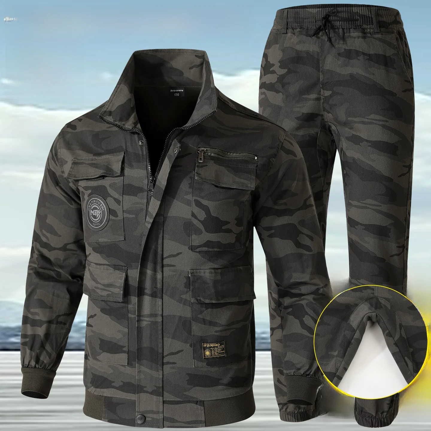 

Весенне-осенний рабочий костюм из чистого хлопка, эластичный, износостойкий, для мужчин, спецодежда, защитная одежда, свободная верхняя одежда, топ