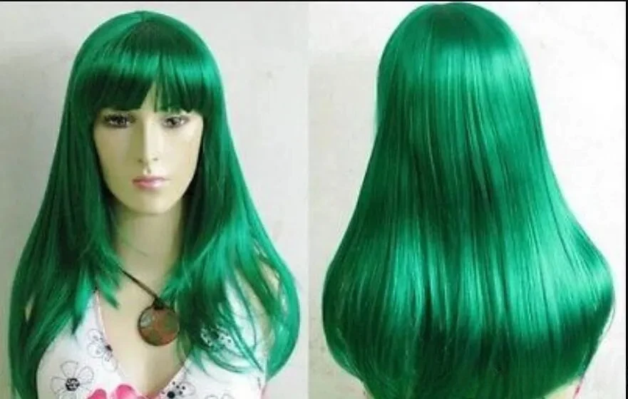 Charming Long Straight Dark Green Cosplay Hair Wigs For Women’s Christmas Halloween Costume Party Wig