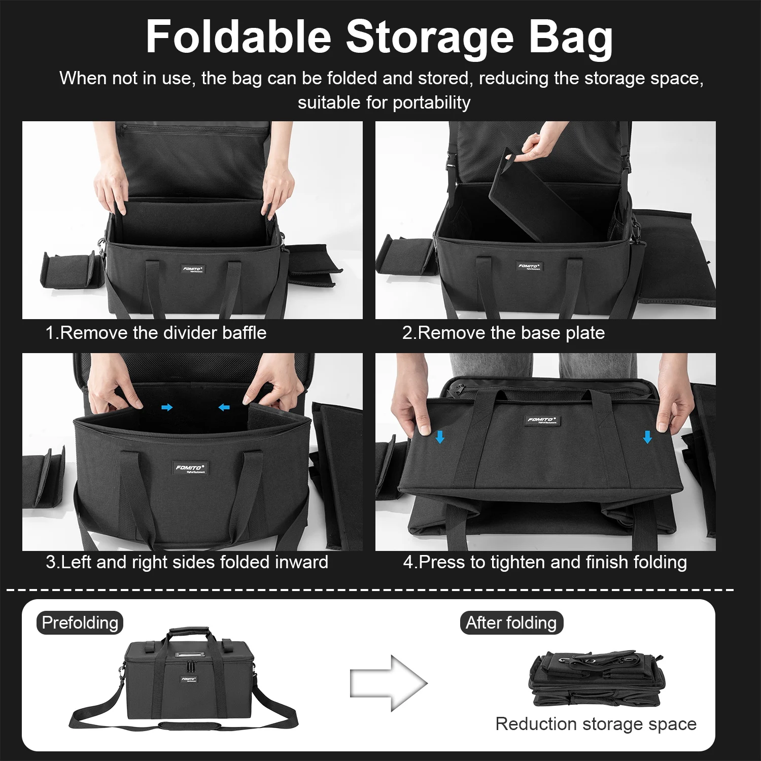 FOMITO Kameratasche, Umhängetasche, faltbare Aufbewahrungstasche, kompatibel mit Nikon, Canon, Sony, SLR/DSLR-Kameras, wasserdicht