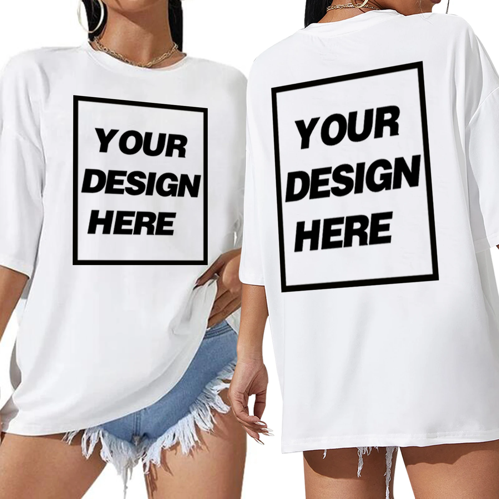 Nama Teks Kustom Pesan yang Dipersonalisasi Desain Anda Tambahkan Kaus Grafis Anda Sendiri Kaus Kebesaran Wanita Kaus Y2k