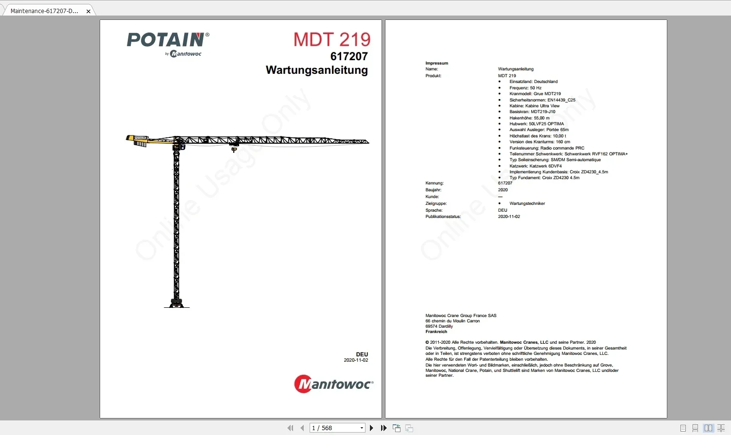 

Manitowoc Potain Tower Cranes Все модели Обновленные 01.2021 Руководства DE PDF DVD