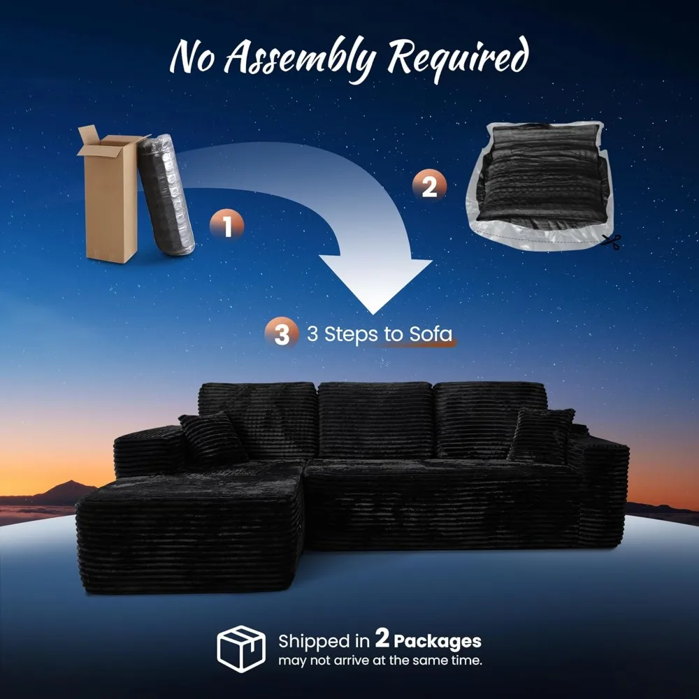 

Sectional Cloud Couch for Living Room, Modular Floor Boneless Sofa with Plush Fur, No Assembly Required, Comfy, Customized