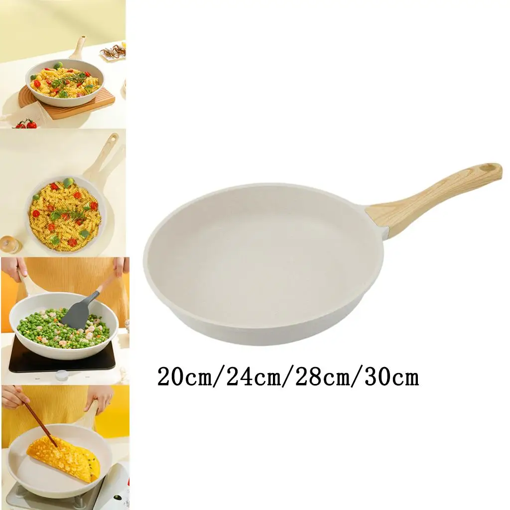 Nonstick Frying Pan, Granite Coating Stone Cookware White with Handle Egg Pan Skillet Frypan for Kitchen