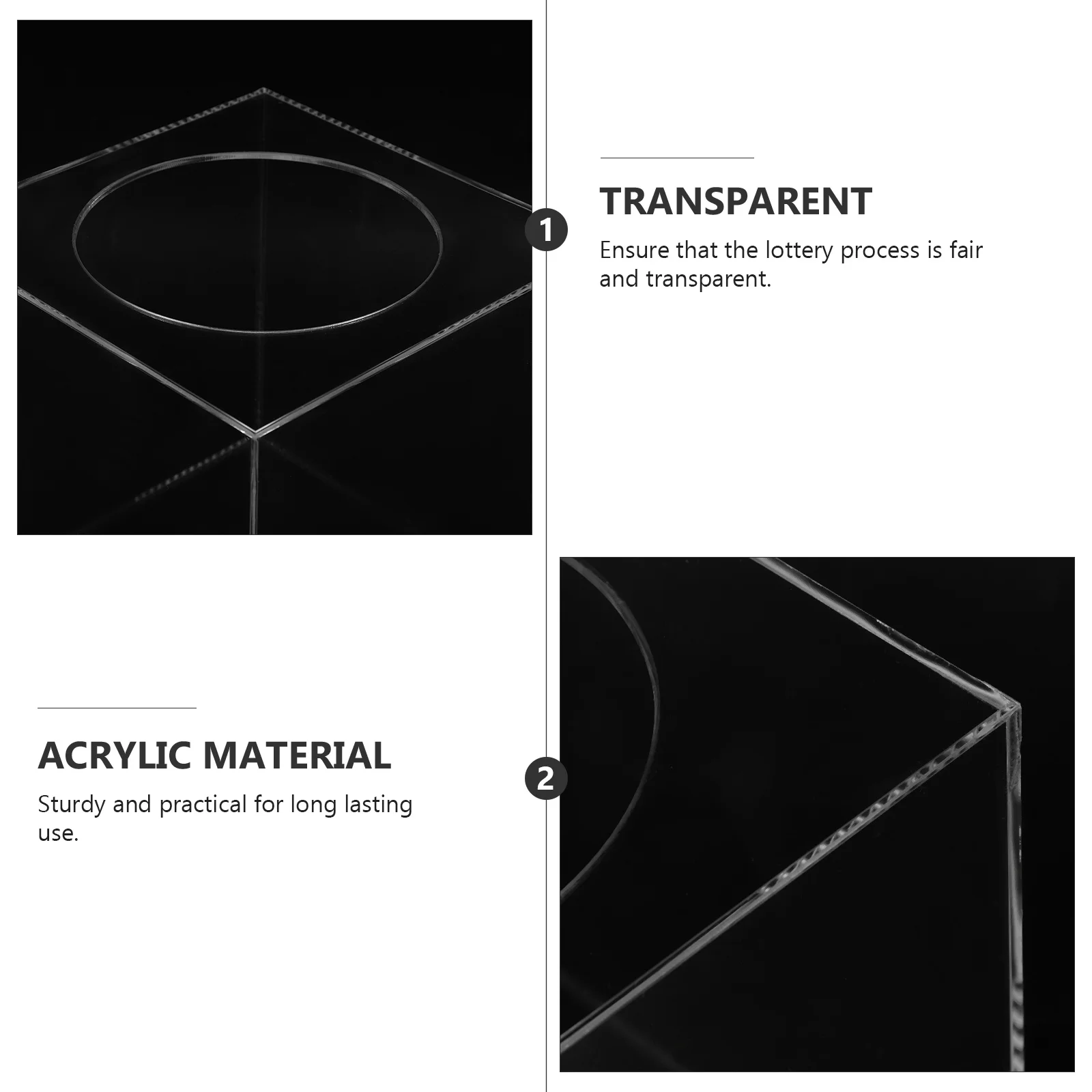 1pc Raffle Box Acrylic Lottery Container For Business Party Fundraising Reusable Ticket Storage Bin Donation Case Multi-Function