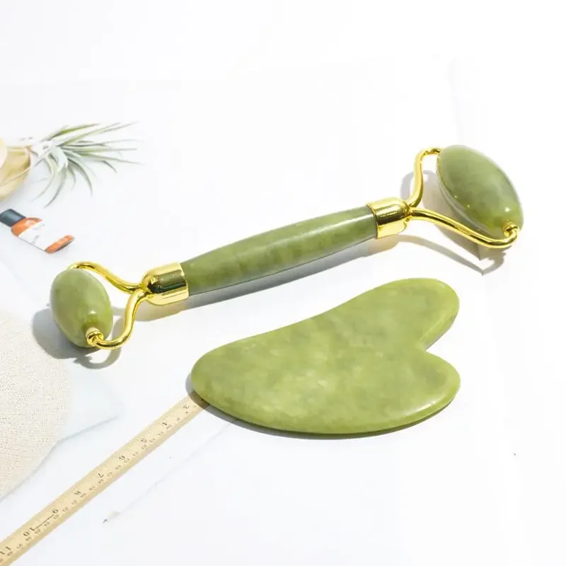 Natural Jade Facial Roller Gua Sha Set Scraping Board Green Jade Stone Eye Massage Face Lift Body Slim Thin Lift Skin Care Tools