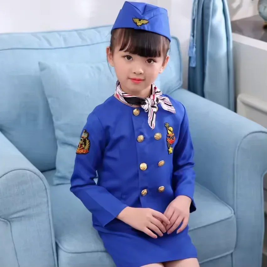 Halloween Pilot Cosplay Costumes Birthday Gift  Flight Attendant Fancy Dress Military Performance Uniform