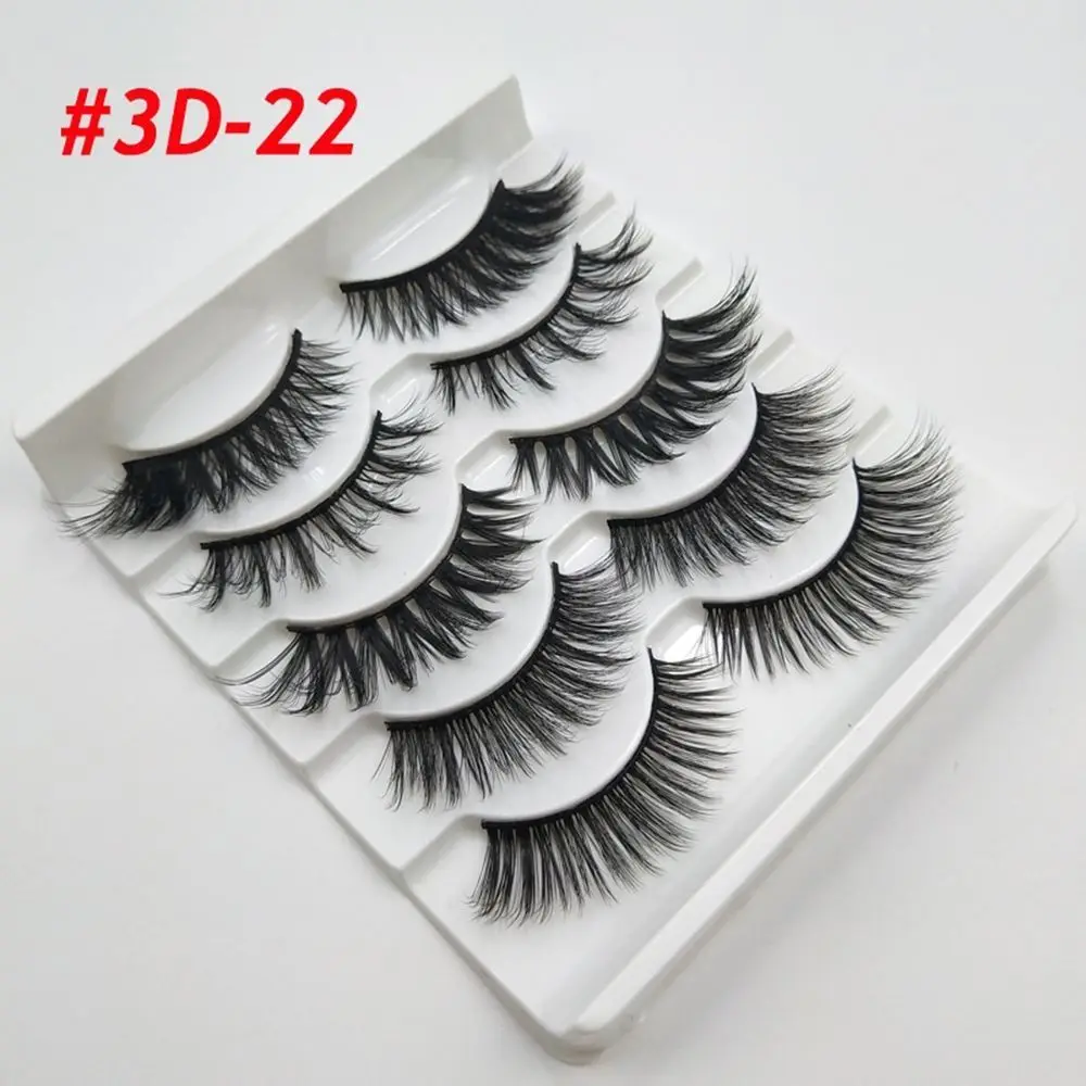 SKONHED 5/10 Pairs Mixed Styles Woman's Fashion Natural Long Wispy Crisscross False Eyelashes Extension Tools 3D Mink Hair