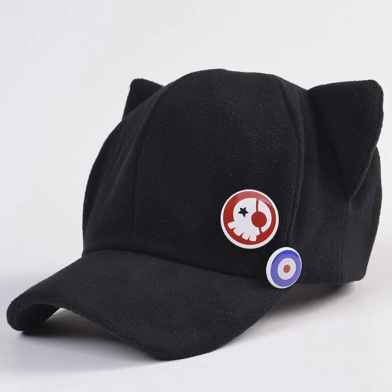 Cosplay EVA Shikinami Asuka Rangure Cat Ear Polar Fleece Hat Peak Baseball Cap Anime Accessories