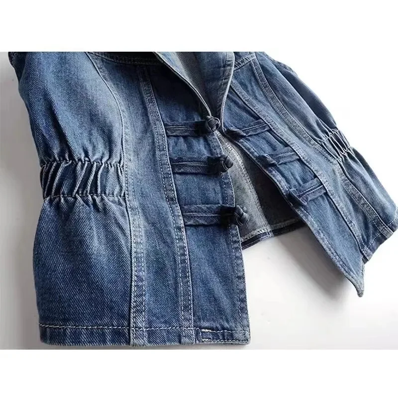 Dżinsowa kamizelka damska kurtka wiosenna odzież damska jesienne płaszcze modne ubrania codzienne vintage elegancka bez rękawów
