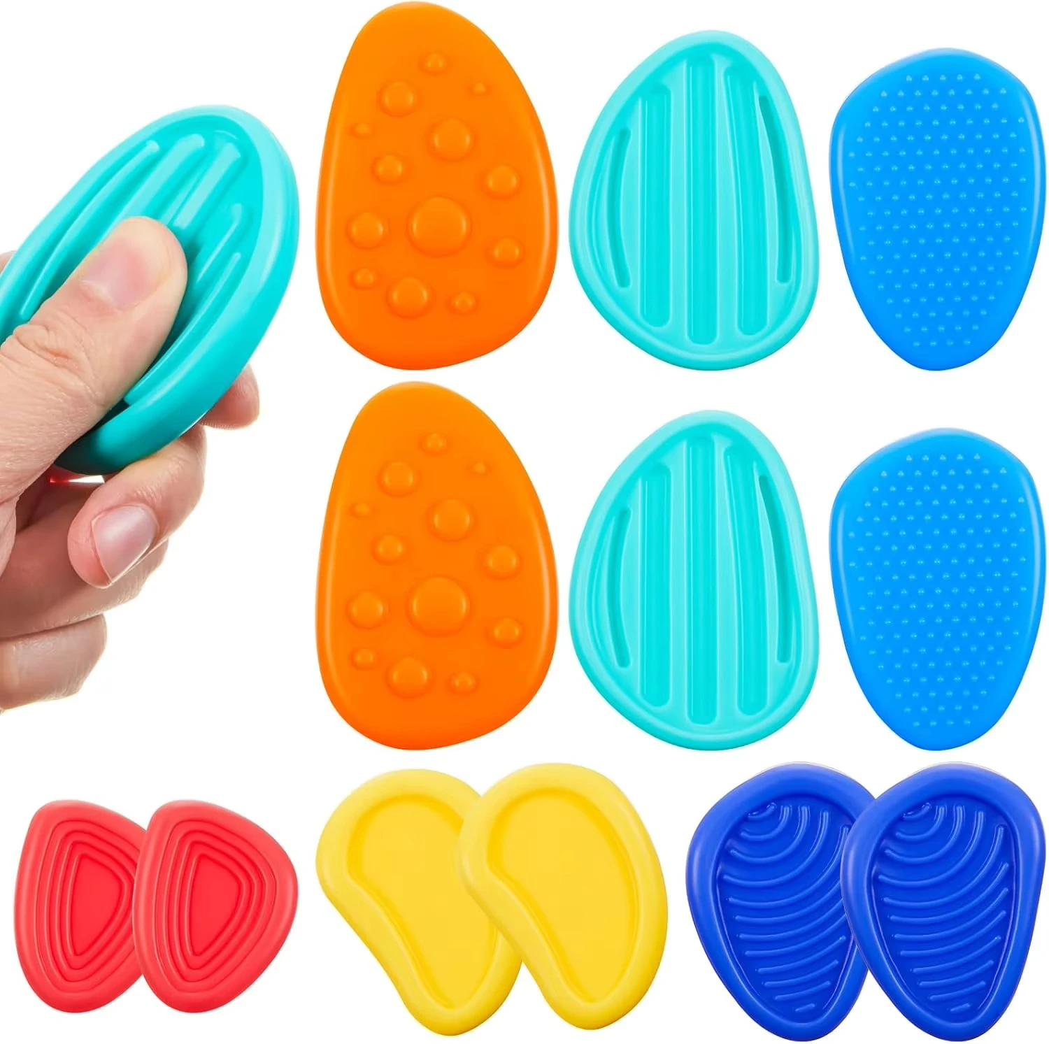 ストレス解消のためのテクスチャード加工された感覚石、そわそわおもちゃ、自閉症のための心配石、子供、心を落ち着かせる、不安を和らげる、6個