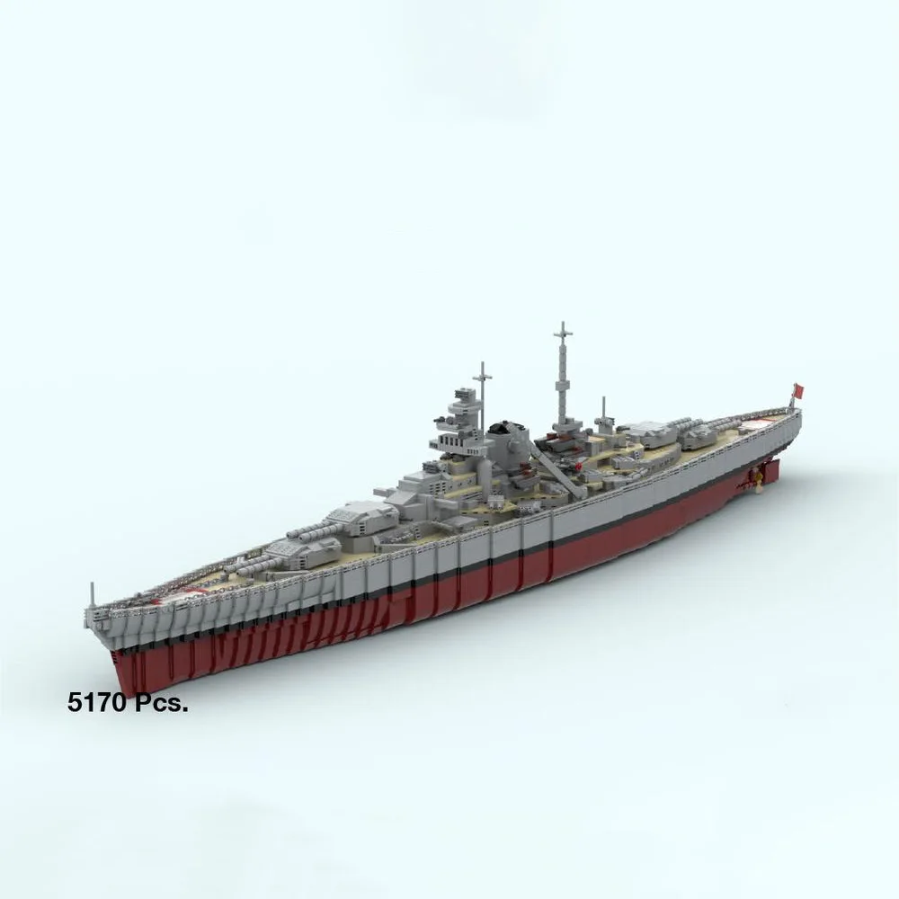 

New MOC WW2 German Bismarck 1941 Battleship Cruiser Model World Military Building Blocks Toys for Kids Weapon Bricks Gifts Boys