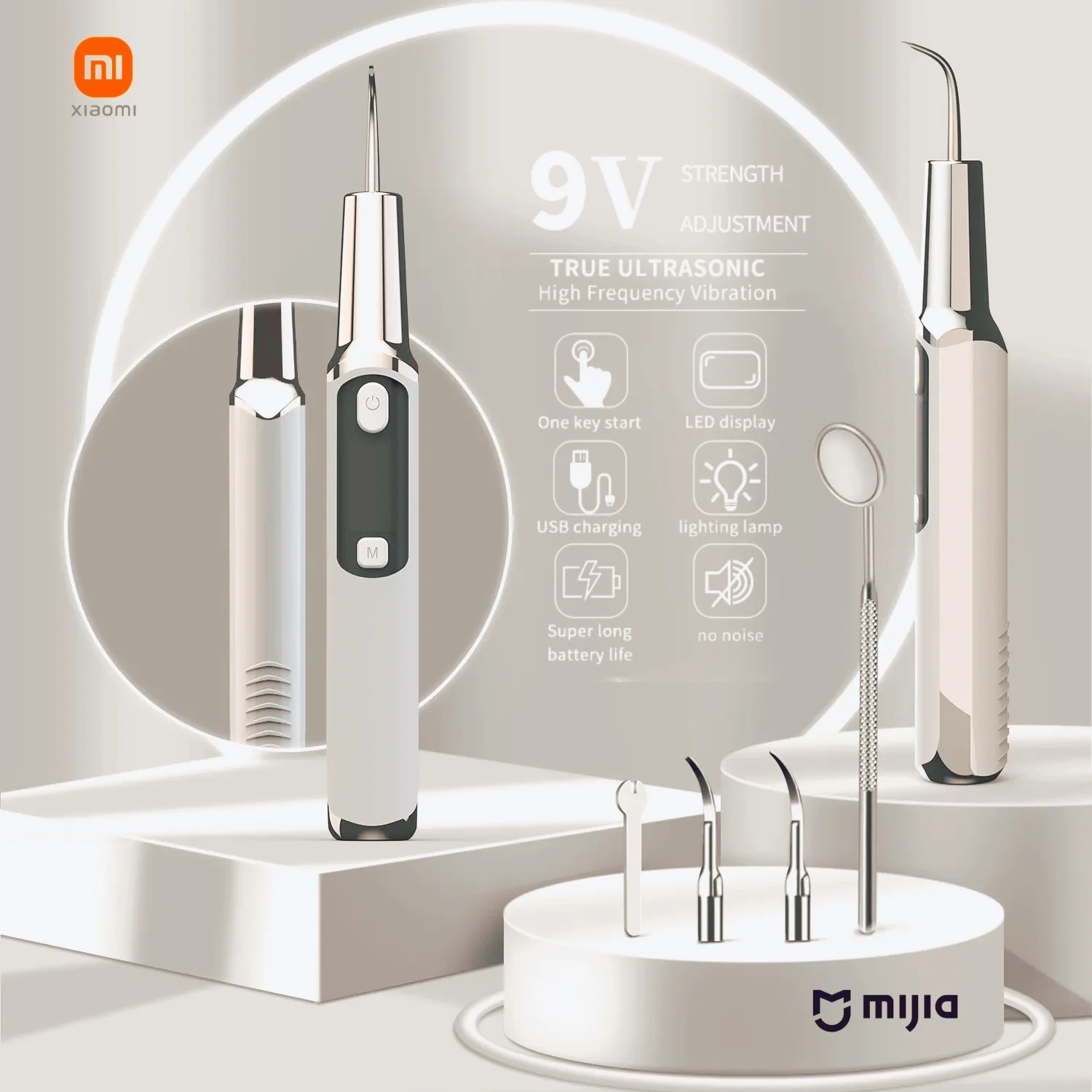 

Xiaomi-MIJIA Ultrasonic Dental Scaler Teeth Tartar Stain Tooth Calculu Remover Electric Sonic Teeth Cleaner Dental Stone Removal