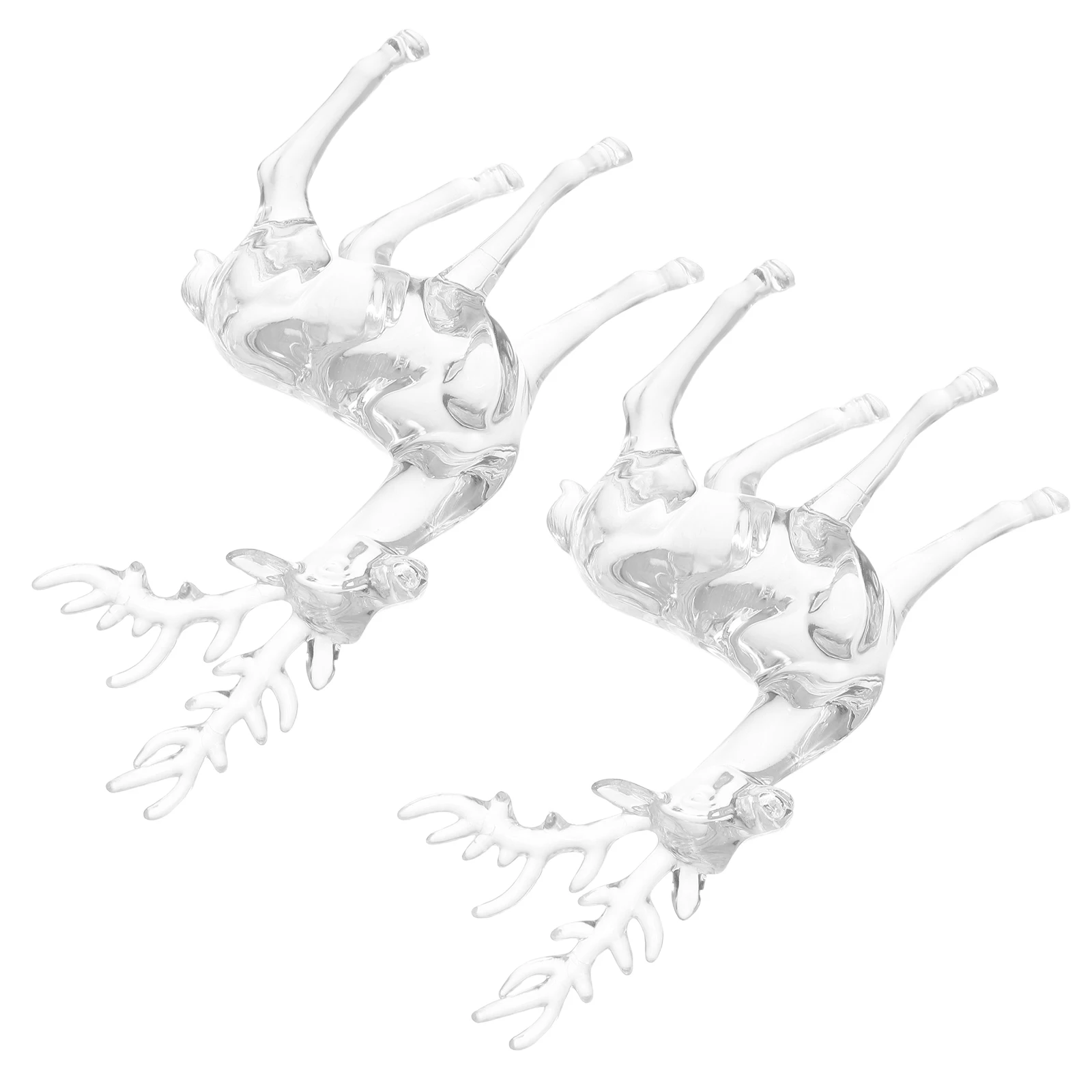 

2 Pcs Christmas Transparent Deer Pendant Decorations Reindeer Statue Acrylic Statues