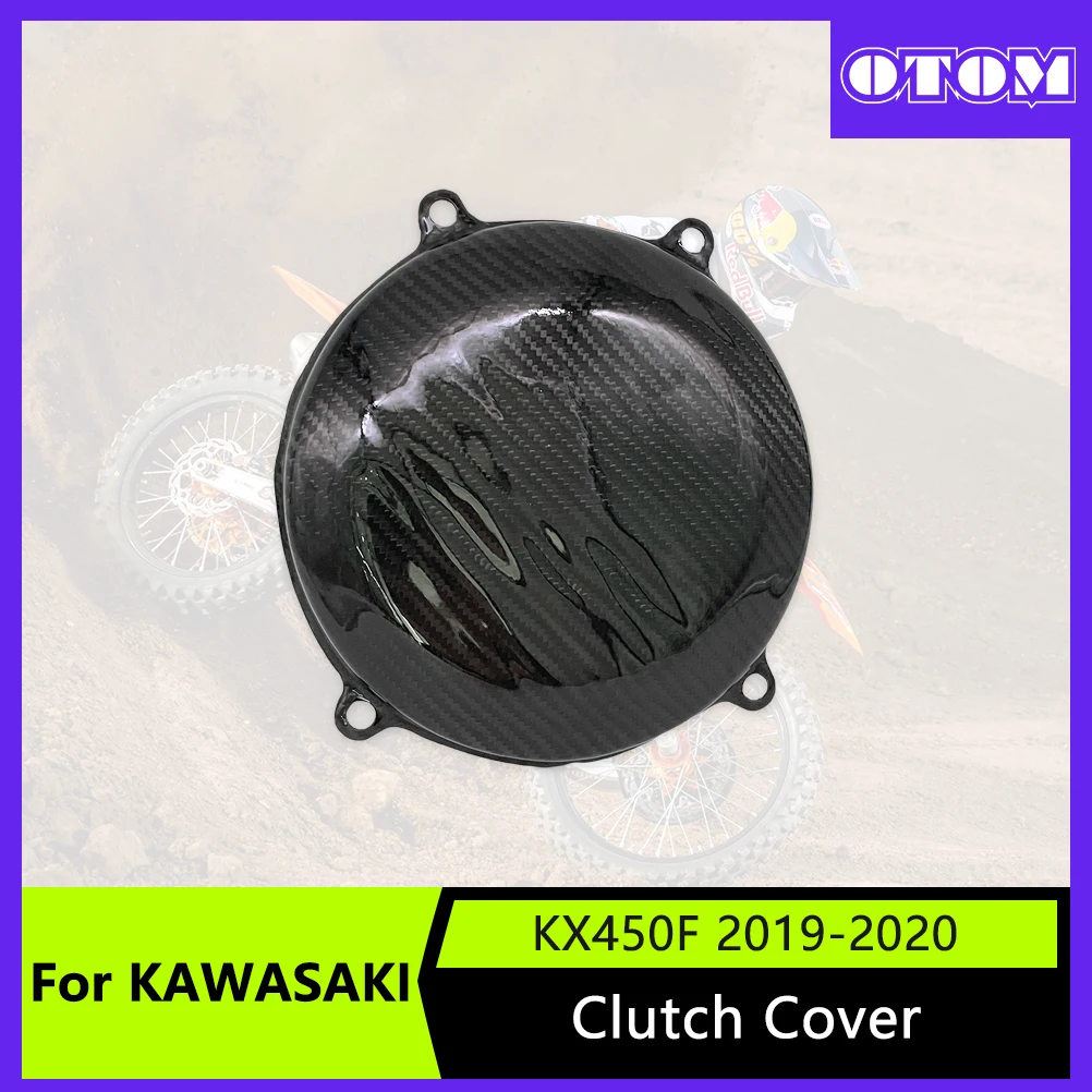 

OTOM Motorcycle Clutch Cover Carbon Fiber Guard For KAWASAKI KX450F 2019-2020 Off Road Bike Clutch Protector