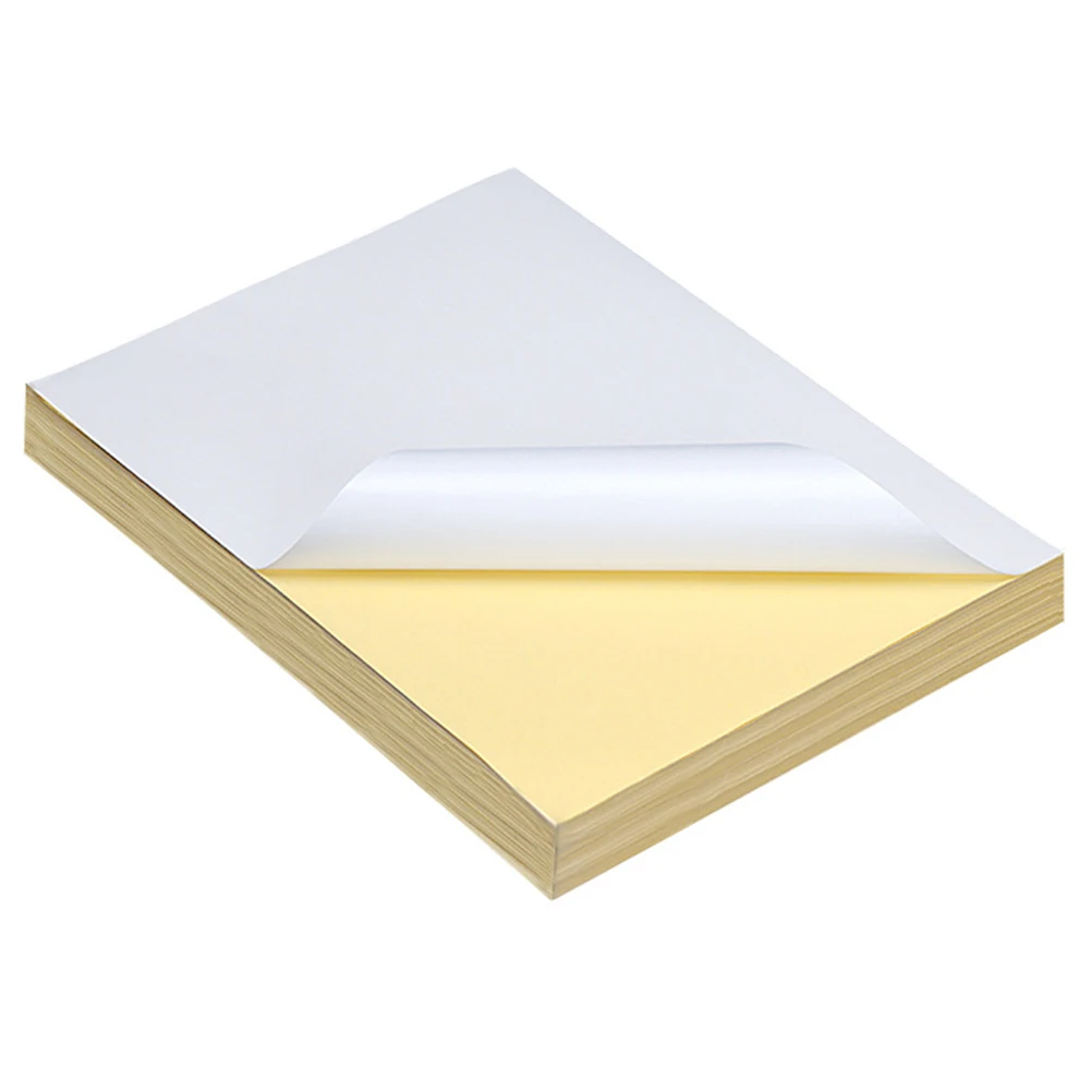 

100 Pcs Printing Paper Self Adhesive Label Paper Thick Sticker Material For Folder Label Office School Use