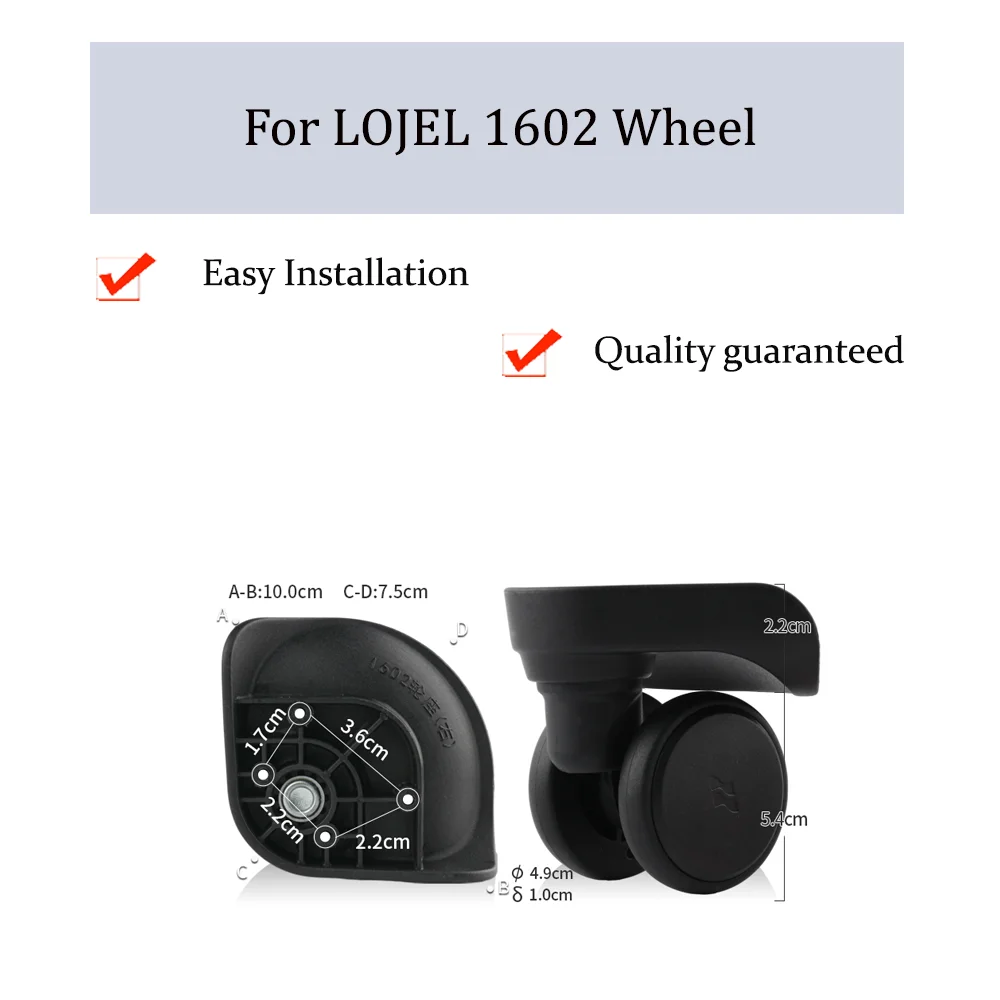 

For LOJEL 1602 Universal Wheel Black Replacement Suitcase Rotating Durable Silent Smooth Shock Absorbing Accessories Wheels