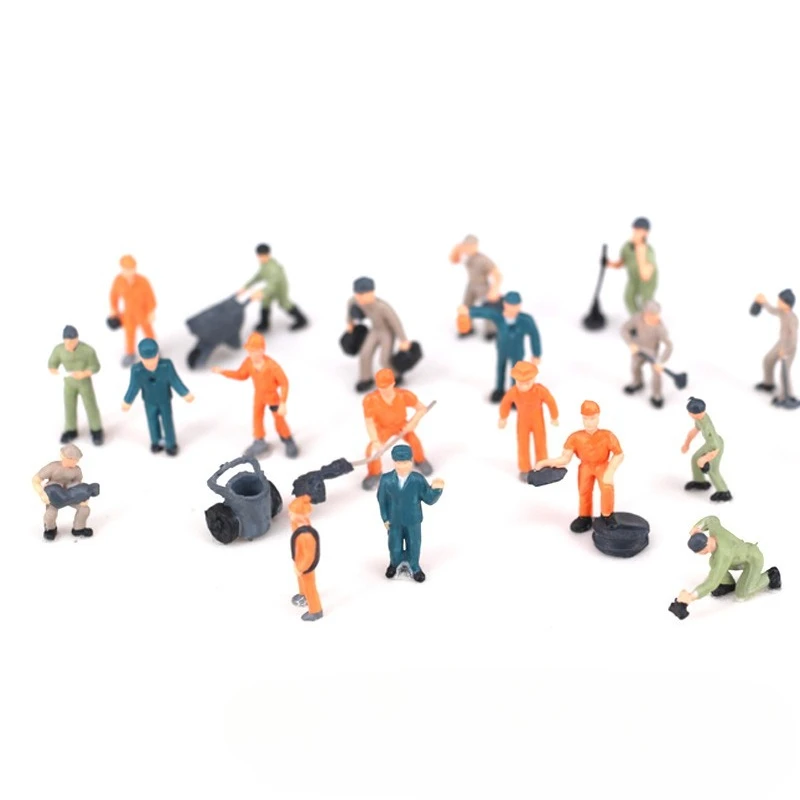 25pcs 1:87 Scale Miniature Figures Model Railway Worker Miniature Figures Architectural Train Landscape People ABS Layout 22mm