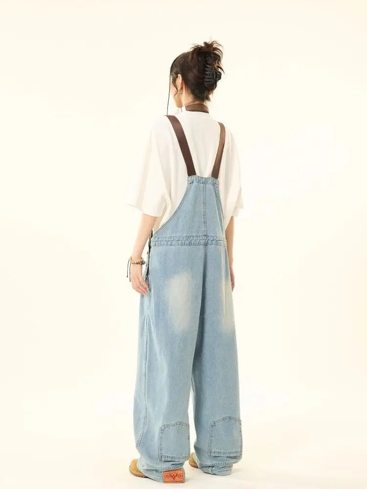 2025 Primavera/Estate nuova tuta da cowboy da donna pantaloni larghi con cinturino a vita alta