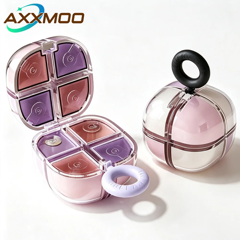 Portable Rubik's Cube Pill Box, Mini Round Travel Pill Organizer with Handle, Home and Outdoor Portable Vitamin Storage Case