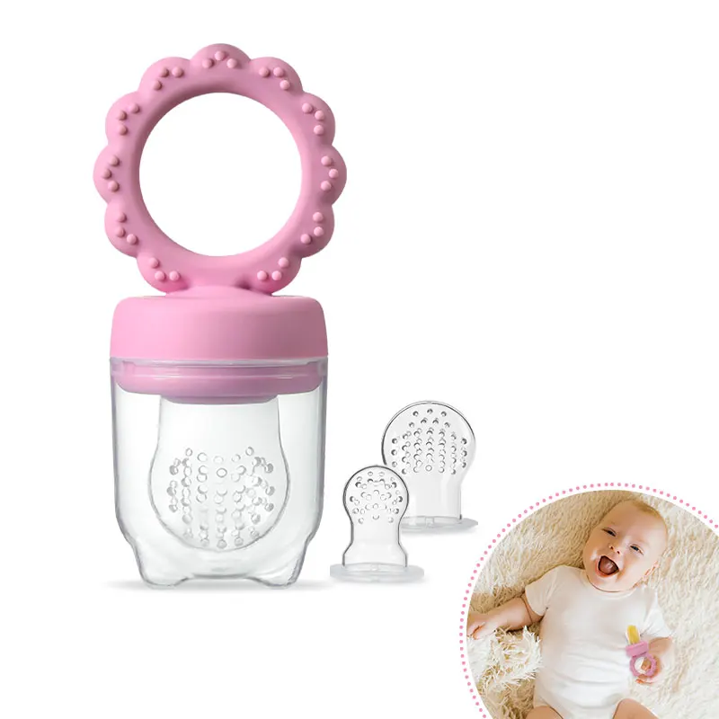 

Прорезыватель-дозатор для детского питания/замороженных фруктов, игрушка для прорезывания зубов для малышей от 4 месяцев, в комплекте 3 силиконовых пакетика разного размера