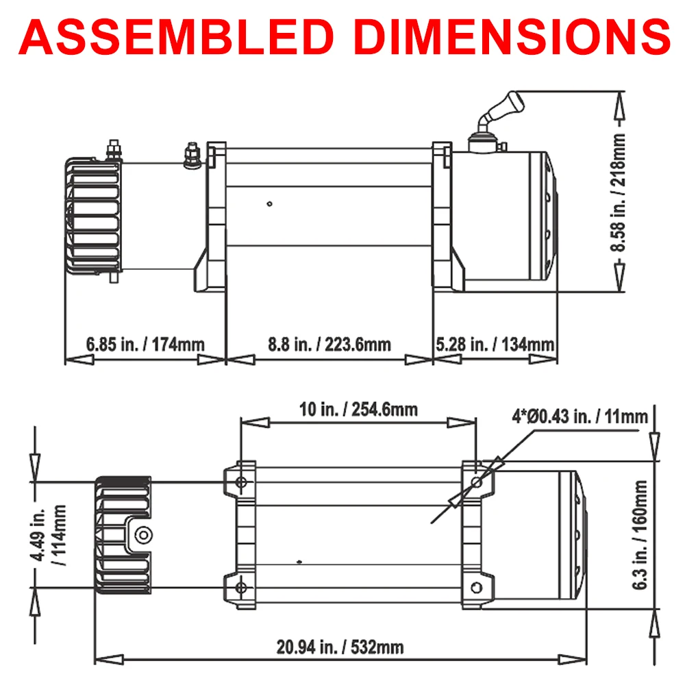 RUGCEL WINCH 13500lb Waterproof Electric Truck Winch 12V Synthetic Rope Winch with Hawse Fairlead,Wired Handle and 2 Wirele