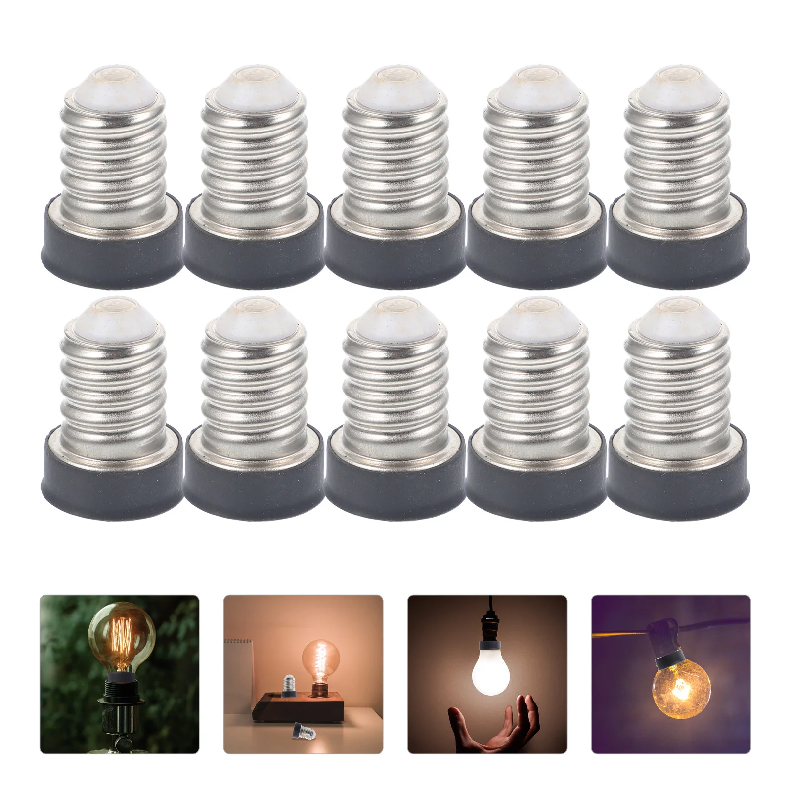 10 Pcs E14 to Lampholder Adapter Black Screw Base Light Socket Converter Bulb Holder Adapters High Temp Resistance