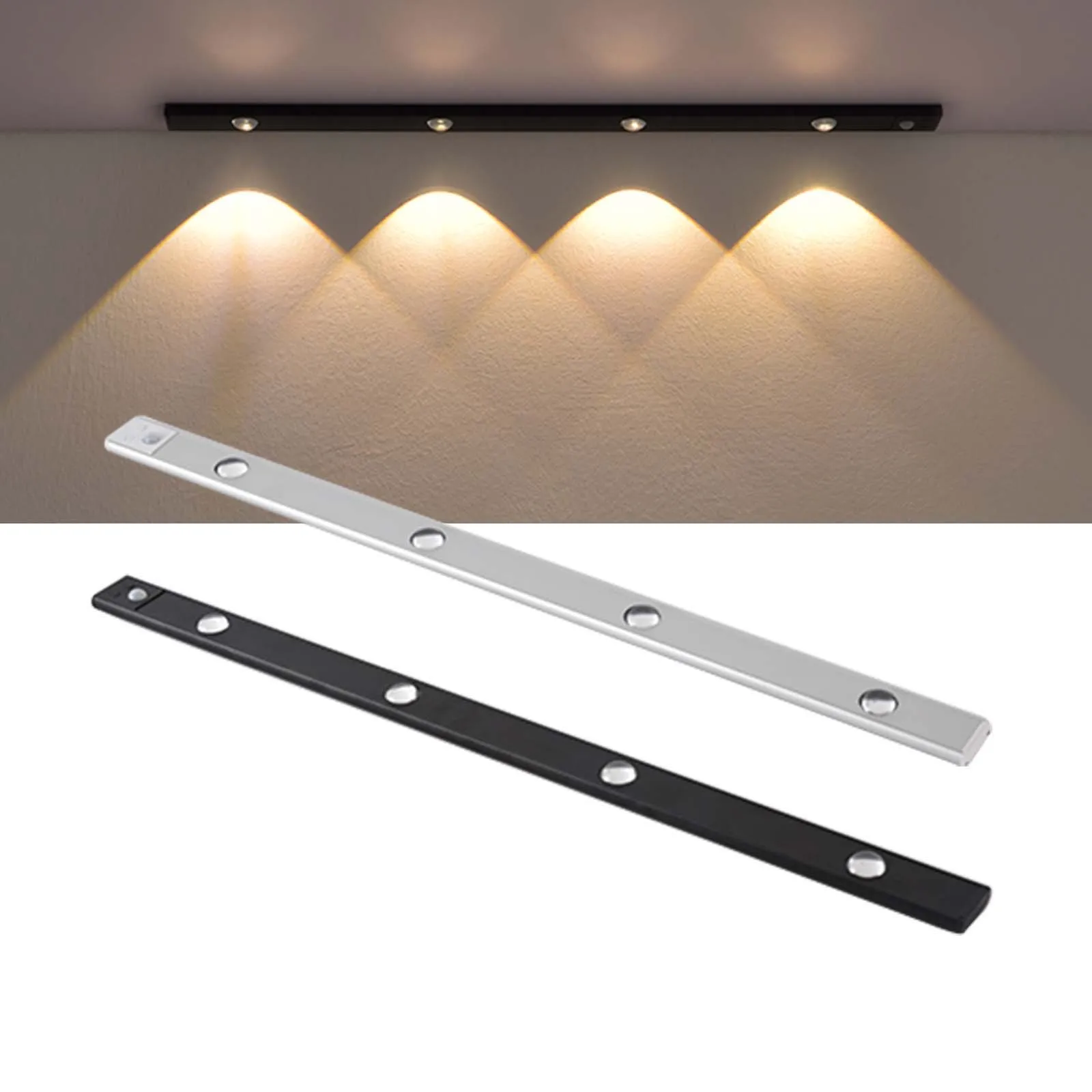 PIR Motion Sensor Cabinet Lamp 3 Colors Ultra Thin LED Light 20/30/40CM Rechargeable Night Light Kitchen Lighting