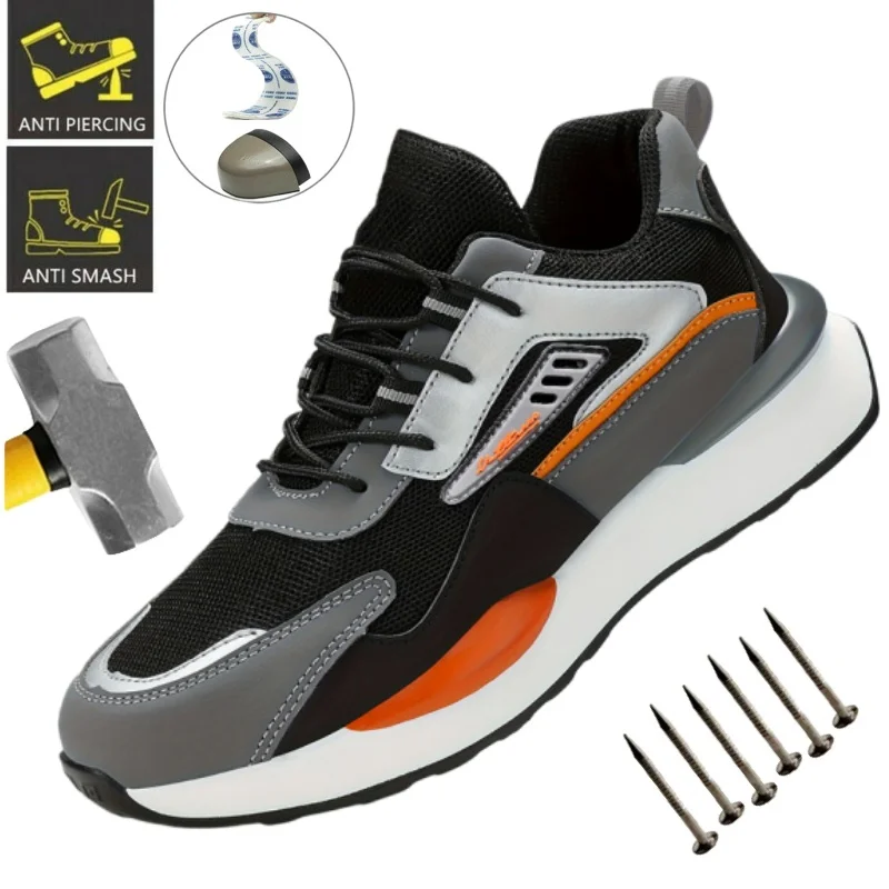 أحذية حماية العمل الجديدة المضادة للتحطيم ومضادة للثقب في الفصول الأربعة غطاء صلب لأصبع القدم أحذية حماية السلامة للرجال مقاومة للاهتراء