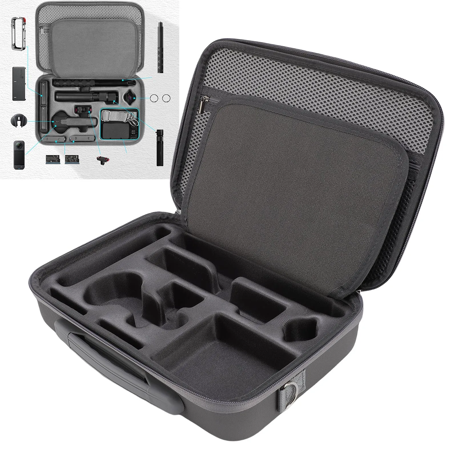 

Чехол для переноски, подходит для экшн-камеры Insta360 X5, водонепроницаемая сумка для хранения экшн-камеры из искусственной кожи с плечевым ремнем, чехол для экшн-камеры