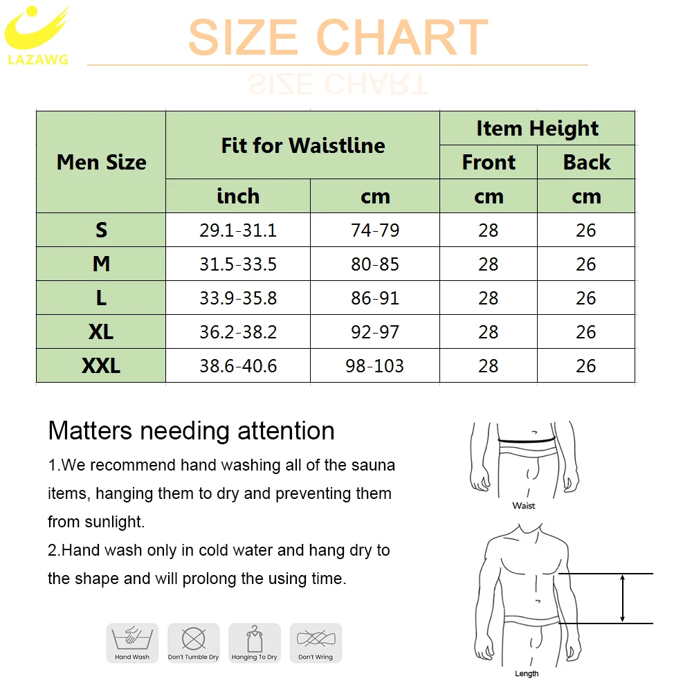 LAZAWG Waist Trainer for Men Sauna Band Weight Loss Sweat Girdle Waist Cincher Trimmer Corset Slimming Belly Belt Body Shaper