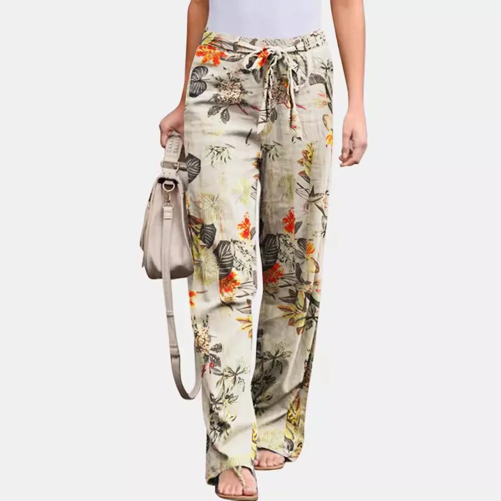 2024 Cross-Border Amazon Hit! Loose Cut Cotton & Linen Trousers with Belt & Classic Vintage Design!